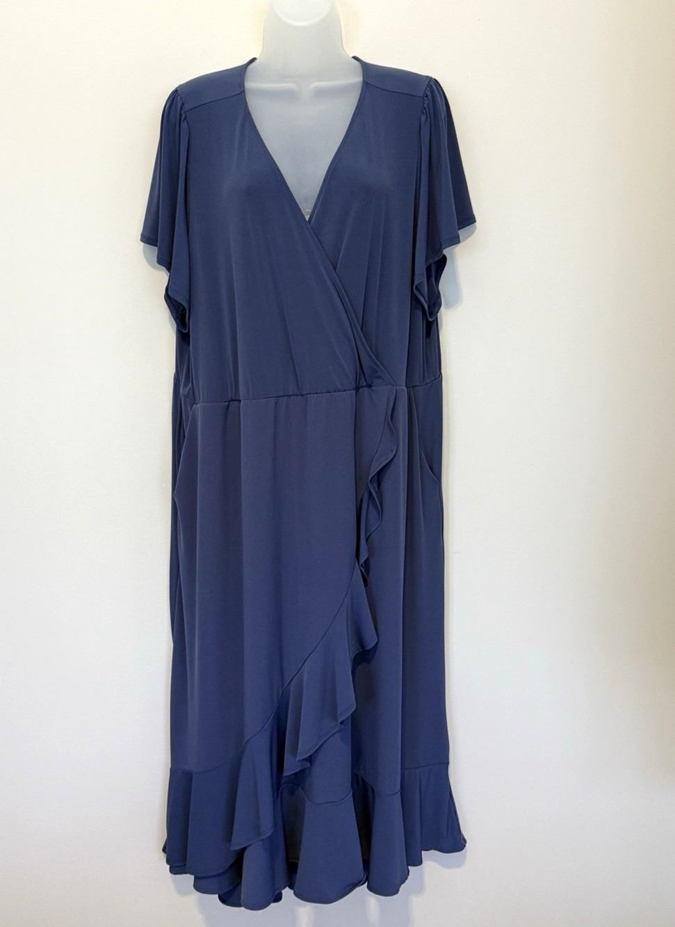Torrid Women's Size 3 (3X) Surplice Faux Wrap Midi Dress Oceana (Blue) NWOT